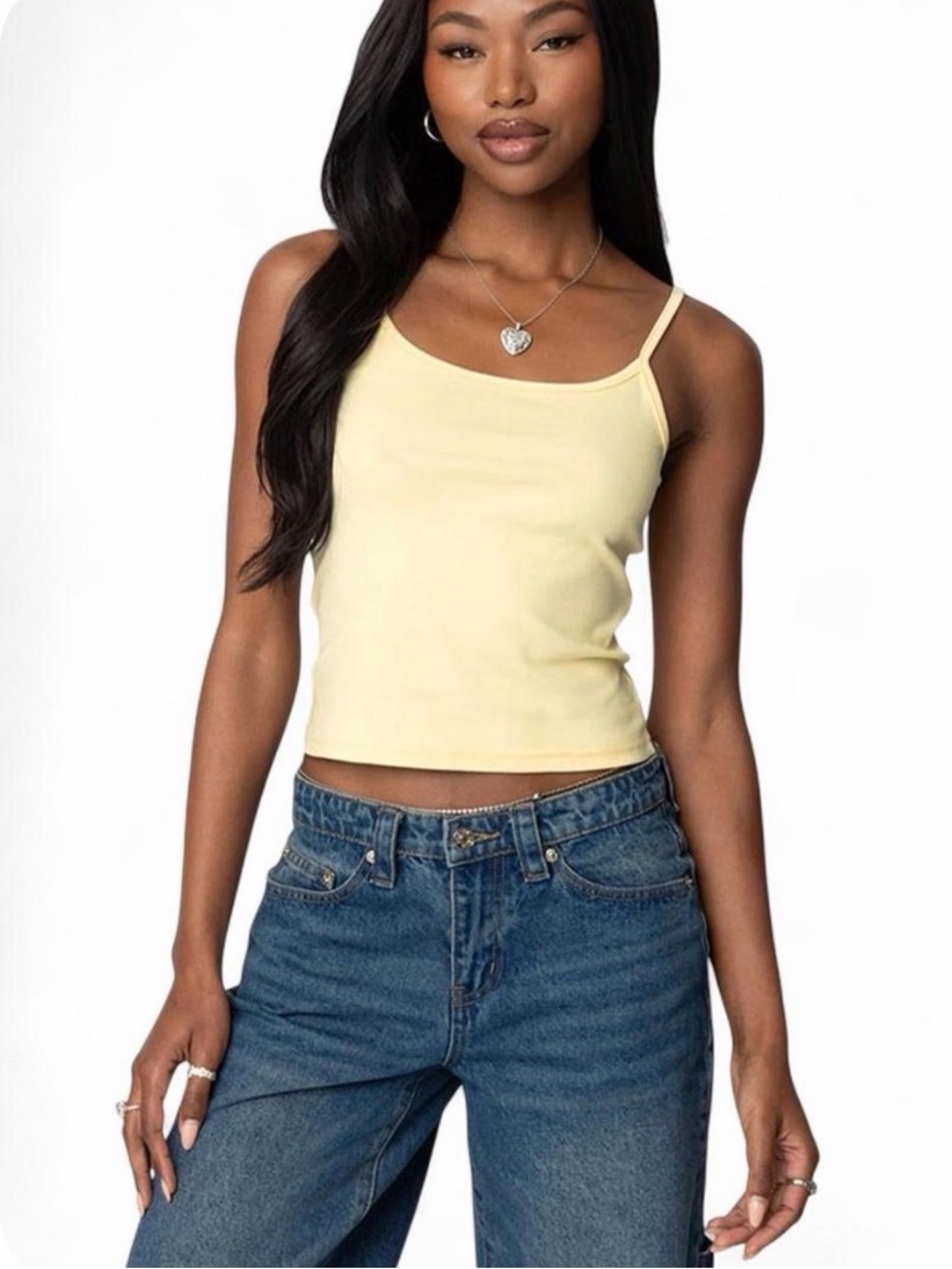 Women's Yellow Spaghetti Strap Tank Top